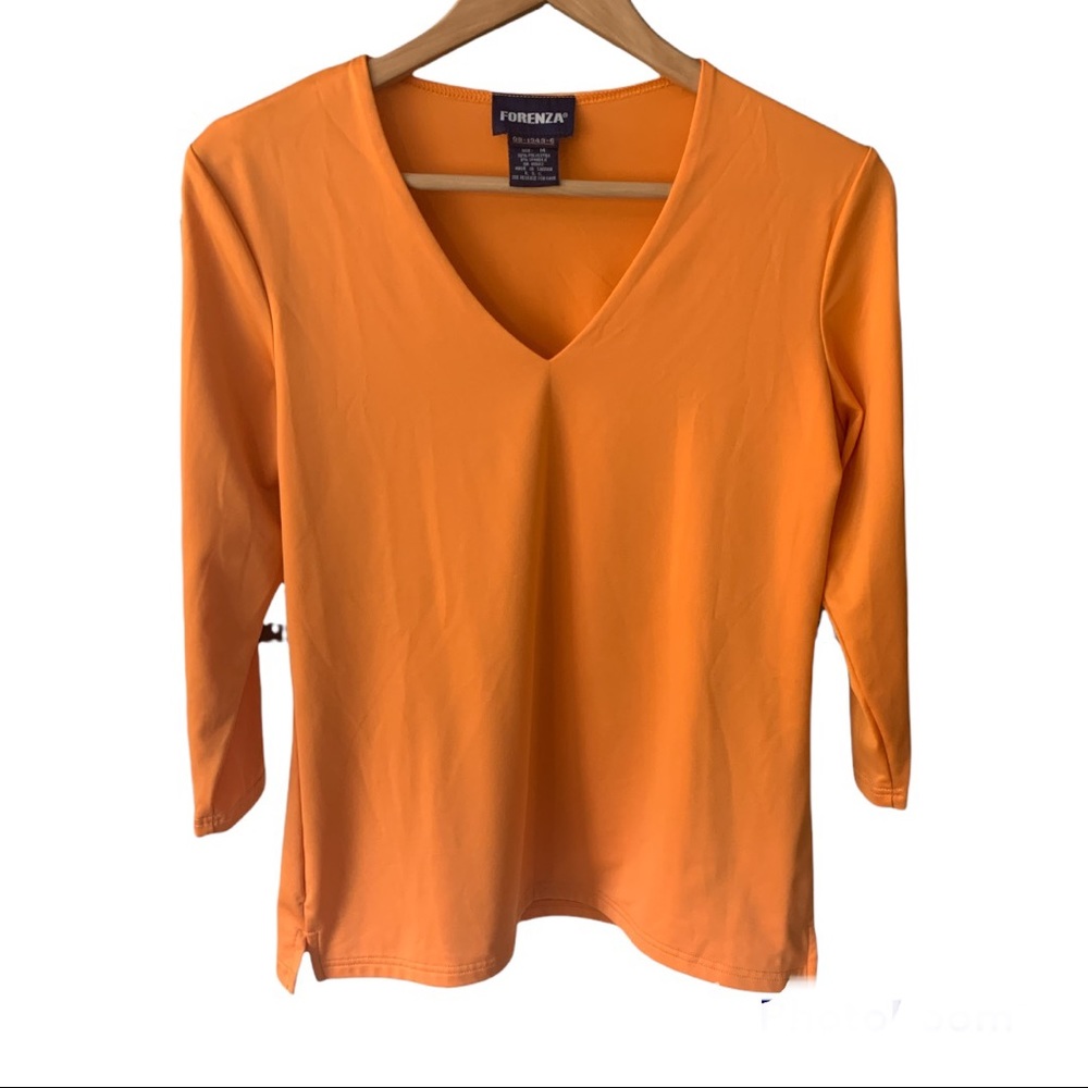 Forenza Orange V-Neck Blouse Y2K